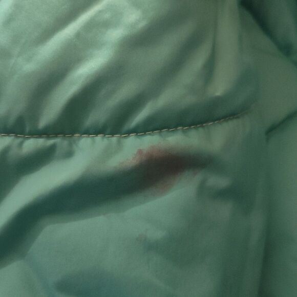 The North Face reversible puffer coat(all turquoise has dark stain bottom discol - Picture 6 of 10